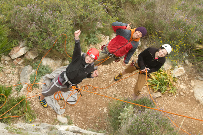 climbing group enjoying climbing tuition instruction