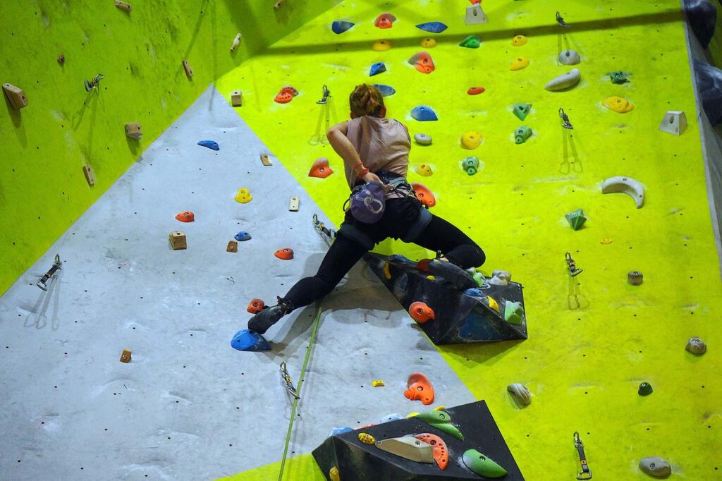 climber on indoor wall